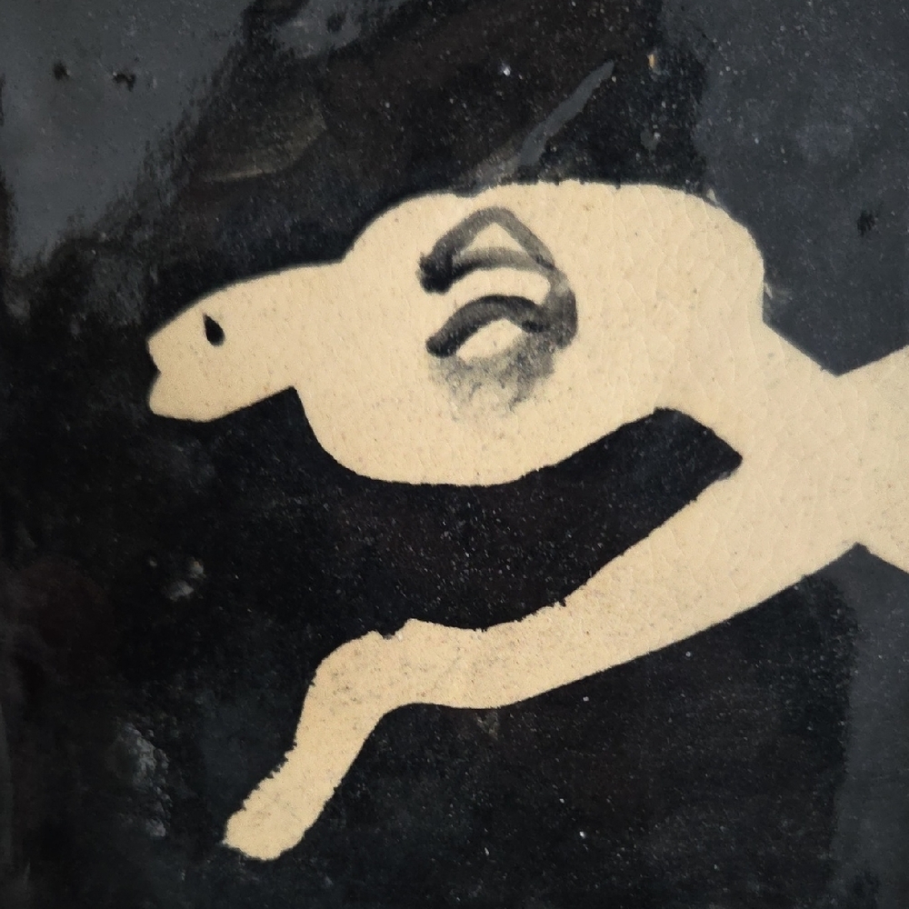 😸Black & Cream Snake Folk Art Tray | Signed MV | Brutalist Naïve Style - Picture 2 of 8